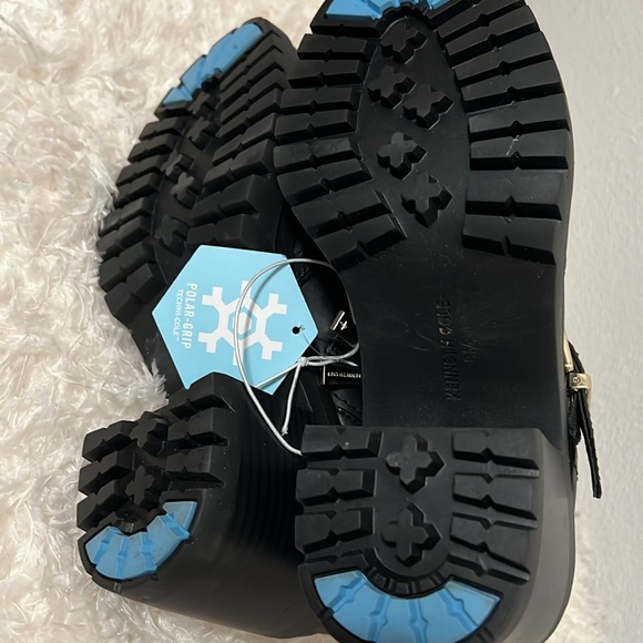 NWT Kenneth Cole Rhode Heel Buckle Polar Grip Black Leather Mid Calf Boots Sz 8 - Picture 11 of 11